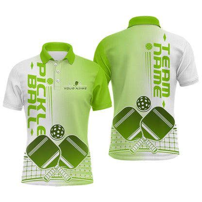 Custom Green Pickleball Team Polo Shirts For Men, Pickleball League Shirt IPHW9315