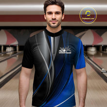 Load image into Gallery viewer, Custom Black And Blue Dragon Bowling Quarter-Zip Shirts For Men, Dragon Bowling Jersey IPHW9343