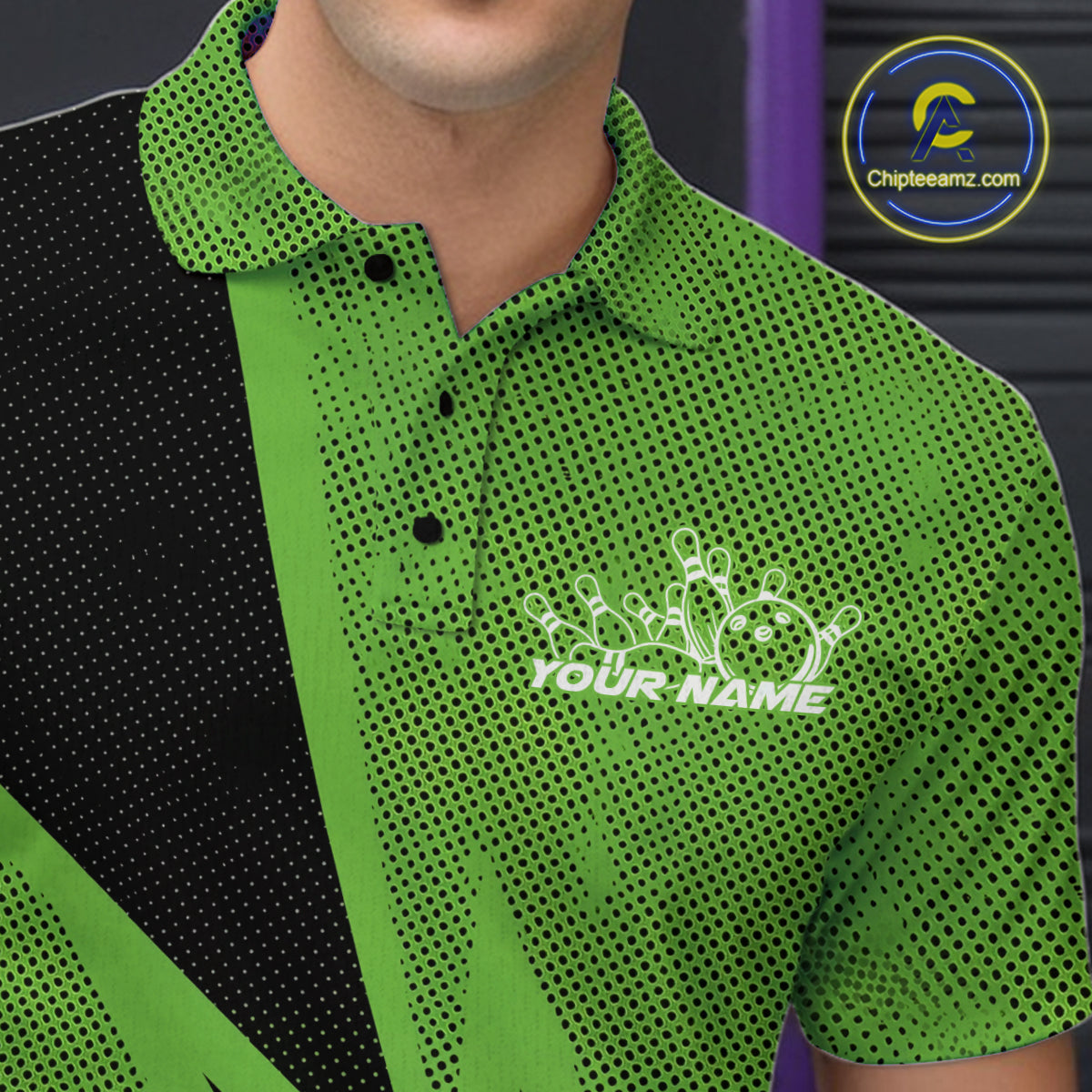 Custom Green Bowling Jerseys, Bowling Team Men Polo Shirts Bowling League Shirt IPHW9392