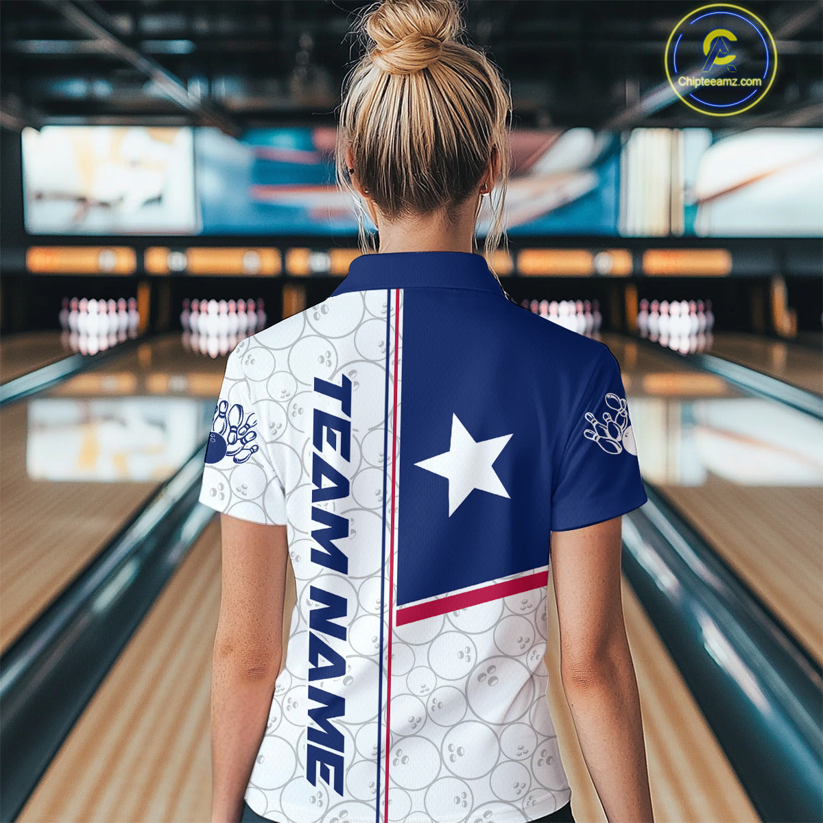 Custom Texas Flag Bowling Women Quarter-Zip Shirts, Texas Bowling League Shirt Team IPHW9631