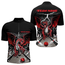 Load image into Gallery viewer, Custom Red Dragon On The Lane Bowling Quarter-Zip Shirts For Men, Dragon Bowling Team Shirt IPHW9101