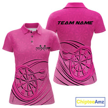 Load image into Gallery viewer, Custom Pink Darts Polo Shirts For Women, Pink Dartboard Dart Team Jerseys For Players IPHW9635