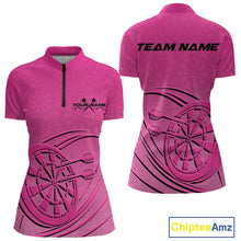 Load image into Gallery viewer, Custom Pink Darts Quarter-Zip Shirts For Women, Pink Dartboard Dart Team Jerseys IPHW9635