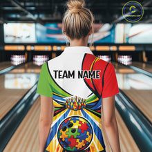 Load image into Gallery viewer, Custom Autism Awareness Bowling Women Quarter-Zip Shirts, Colorful Puzzles Bowling Shirt IPHW11194