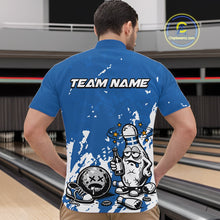 Load image into Gallery viewer, Blue Custom Drunk Bowling Ball And Pin Funny Men Quarter-Zip Shirt, Bowling And Beer Jersey IPHW11233