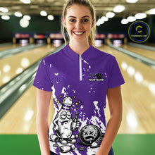Load image into Gallery viewer, Purple Custom Drunk Bowling Ball And Pin Funny Women Quarter-Zip Shirt, Bowling And Beer IPHW11234