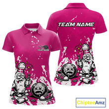 Load image into Gallery viewer, Pink Custom Drunk Bowling Ball And Pin Funny Women Polo Shirt, Bowling And Beer Jersey IPHW11235
