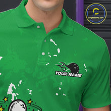 Load image into Gallery viewer, Green Custom Drunk Bowling Ball And Pin Funny Men Polo Shirt, Bowling And Beer Jersey IPHW11236