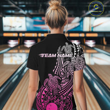 Load image into Gallery viewer, Custom Black And Pink Polynesian Tribal Turtle Bowling Women Polo Team Shirts Outfit IPHW10986