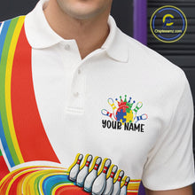 Load image into Gallery viewer, Custom Autism Awareness Bowling Men Polo Shirt, Colorful Puzzles Bowling Jersey IPHW11195