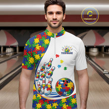 Load image into Gallery viewer, Custom Colorful Puzzles Autism Awareness Bowling Men Quarter-Zip Shirt, Autism Acceptance Shirt IPHW11200