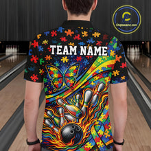 Load image into Gallery viewer, Custom Autism Awareness Butterfly Bowling Team Men Polo Shirt, Puzzles Bowling Jersey IPHW11214