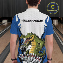 Load image into Gallery viewer, Custom Funny Alligator Bowling Men Polo Shirt, Alligator Blue Bowling Team League Shirt IPHW10684