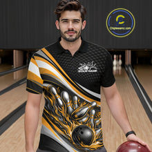 Load image into Gallery viewer, Custom Yellow Flame Bowling Men Polo Shirt, Bowling Team League Shirt Bowler Jerseys IPHW11231