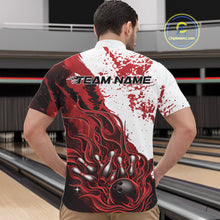 Load image into Gallery viewer, Custom Red Flame Bowling Men Quarter-Zip Shirt, Bowling Team League Shirt Bowler Jerseys IPHW11242