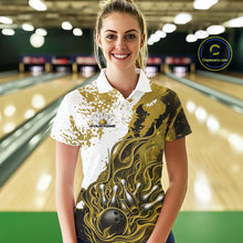 Load image into Gallery viewer, Custom Yellow Flame Bowling Women Polo Shirt, Bowling Team League Shirt Bowler Jerseys IPHW11245