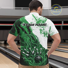 Load image into Gallery viewer, Custom Green Flame Bowling Men Quarter-Zip Shirt, Bowling Team League Shirt Bowler Jerseys IPHW11246