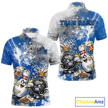 Load image into Gallery viewer, Custom Angry Bowling Ball And Pin Fight Funny Shirt, Blue Bowling And Beer Shirt IPHW11251