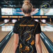 Load image into Gallery viewer, Custom Gray And Yellow Camo Dragon Claws Bowling Women Quarter-Zip Shirts, Team Jerseys IPHW9857