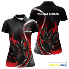 Load image into Gallery viewer, Custom Red Flame Bowling Women Jerseys, Bowling Team League Shirt Bowlers Jerseys IPHW11300