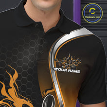 Load image into Gallery viewer, Custom Yellow Flame Bowling Men Jerseys, Bowling Team League Shirt Bowlers Jerseys IPHW11302