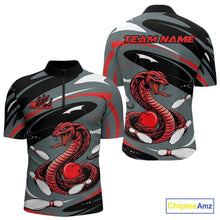 Load image into Gallery viewer, Custom Gray And Red Cobra Snake Bowling Quarter-Zip Shirt For Men, Cobra Bowling Team Jersey IPHW9893