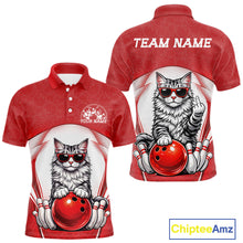 Load image into Gallery viewer, Custom Cool Maine Coon Cat With Funny Gesture Bowling Men Polo Shirt, Bowling Team Outfit IPHW11046