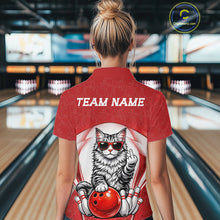 Load image into Gallery viewer, Custom Cool Maine Coon Cat With Funny Gesture Bowling Women Shirt, Bowling Team Outfit IPHW11046