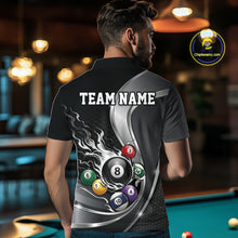 Load image into Gallery viewer, Custom Black And Gray Flame Billiard Men Polo Shirts, Billiard Team Jerseys IPHW11342