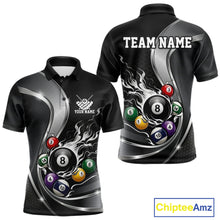 Load image into Gallery viewer, Custom Black And Gray Flame Billiard Men Polo Shirts, Billiard Team Jerseys IPHW11342