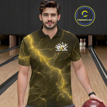 Load image into Gallery viewer, Custom Yellow Lightning Cobra Bowling Men Polo Shirt, Bowling Tournament Team Shirt IPHW11079