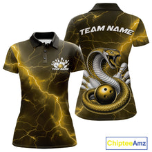 Load image into Gallery viewer, Custom Yellow Lightning Cobra Bowling Women Polo Shirt, Bowling Tournament Team Shirt IPHW11079