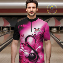Load image into Gallery viewer, Custom Hope Pink Ribbon Butterfly Bowling Men Team Shirt,Breast Cancer Bowling Shirt IPHW11116