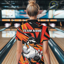 Load image into Gallery viewer, Custom Funny White Duck Bowling Team Women Polo Shirt, Orange Duck Bowling Jerseys IPHW11118