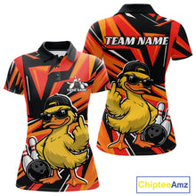 Load image into Gallery viewer, Custom Funny Yellow Duck Bowling Team Women Polo Shirt, Orange Duck Bowling Jerseys IPHW11119