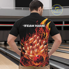Load image into Gallery viewer, Custom Red Fire Flame Bowling Men Quarter-Zip Shirts, Bowling Team League Shirt IPHW11137