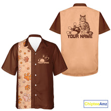 Load image into Gallery viewer, Custom Retro 50S Cat Bowling Button Up Shirt For Men And Women, Classic Cat Bowling Shirt IPHW10070