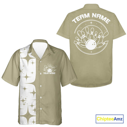 Custom Vintage Bowling Men And Women Hawaiian Shirts, Retro Style Bowling Team Shirt IPHW10078