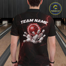 Load image into Gallery viewer, Custom Red Thunder Lightning Flame Bowling Ball Men Bowling Team Shirt Bowler Outfit IPHW10672