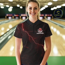 Load image into Gallery viewer, Custom Red Thunder Lightning Flame Bowling Ball Women Bowling Team Shirt Bowler Outfit IPHW10672