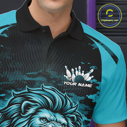 Custom Orange Camo Lion Bowling Men Polo Shirt, Lion Bowling Team League Shirt IPHW10369