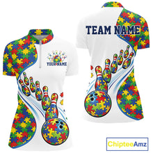 Load image into Gallery viewer, Custom Colorful Puzzles Autism Awareness Bowling Women Shirt, Autism Acceptance Shirt IPHW11199