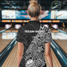 Load image into Gallery viewer, Custom Black And White Polynesian Tribal Turtle Bowling Women Polo Team Shirts Outfit IPHW10977