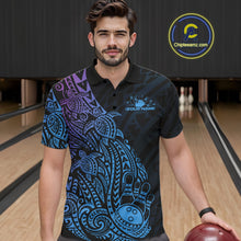 Load image into Gallery viewer, Custom Blue And Purple Polynesian Tribal Turtle Bowling Men Polo Team Shirts Outfit IPHW10982