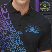 Load image into Gallery viewer, Custom Blue And Purple Polynesian Tribal Turtle Bowling Men Polo Team Shirts Outfit IPHW10982