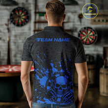 Load image into Gallery viewer, Custom Black And Pink Splatter Dart Skull Men Polo Shirt, Dart Bone Halloween Team Jerseys IPHW9950
