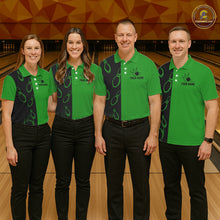Load image into Gallery viewer, Green and Black retro vintage Bowling polo, quarter zip shirts for men custom Bowling team jerseys NQS11564