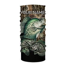 Load image into Gallery viewer, Crappie fishing green scales camo personalized custom name sun protection long sleeve fishing shirts NQS3728