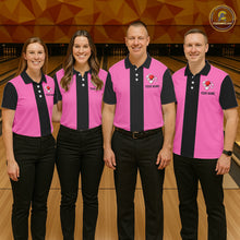 Load image into Gallery viewer, Personalized Pink Black Retro Bowling Polo shirt For women custom vintage bowling team jerseys NQS6568