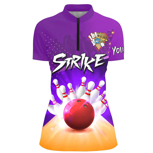 Custom bowling shirt for women – personalized team jersey front view